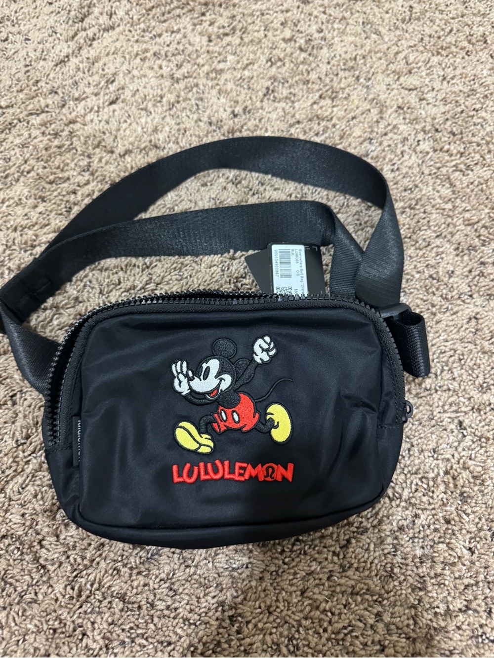 lululemon athletica Black Mickey Mouse Belt Bag with Red & Yellow Accents
